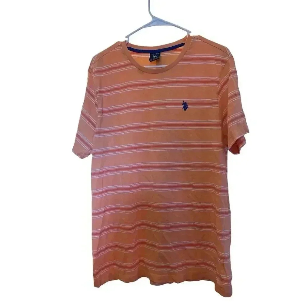 U.S. POLO ASSN.SIZE LARGE PEACH SHIRT WITH STRIPS